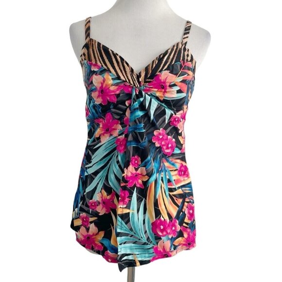 Miraclesuit Womens Floral Swim Tank Top With Animal Print Accents Size 10 NWT - Picture 6 of 6